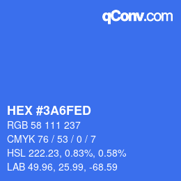 カラーコード: HEX #3A6FED | qconv.com
