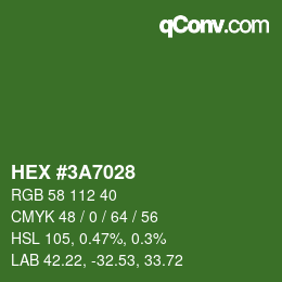 Color code: HEX #3A7028 | qconv.com