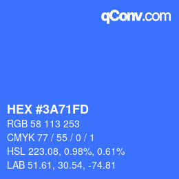 カラーコード: HEX #3A71FD | qconv.com