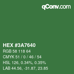 Color code: HEX #3A7640 | qconv.com