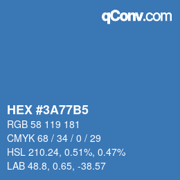 Color code: HEX #3A77B5 | qconv.com