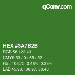 カラーコード: HEX #3A7B2B | qconv.com