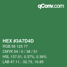 カラーコード: HEX #3A7D4D | qconv.com