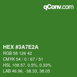カラーコード: HEX #3A7E2A | qconv.com