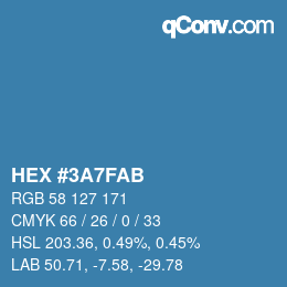 Color code: HEX #3A7FAB | qconv.com