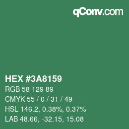 Color code: HEX #3A8159 | qconv.com