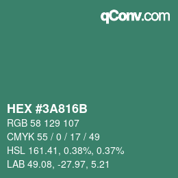 カラーコード: HEX #3A816B | qconv.com