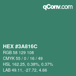 Color code: HEX #3A816C | qconv.com