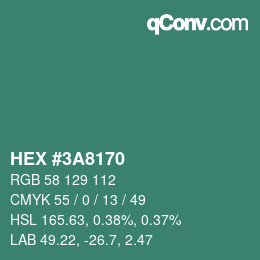 Color code: HEX #3A8170 | qconv.com