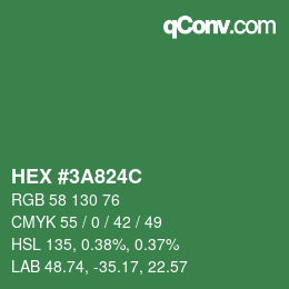 Color code: HEX #3A824C | qconv.com