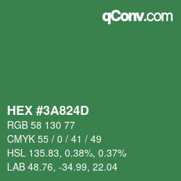 Color code: HEX #3A824D | qconv.com