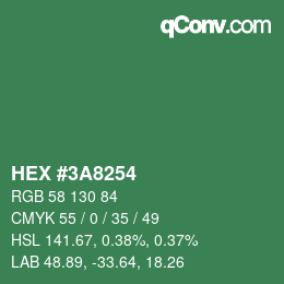 Color code: HEX #3A8254 | qconv.com
