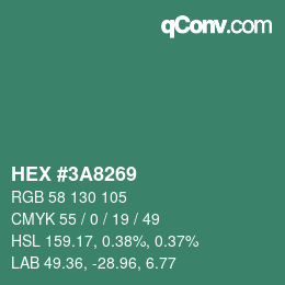 Color code: HEX #3A8269 | qconv.com