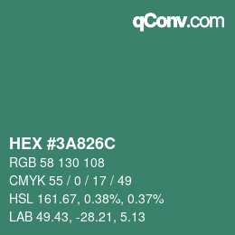 Color code: HEX #3A826C | qconv.com