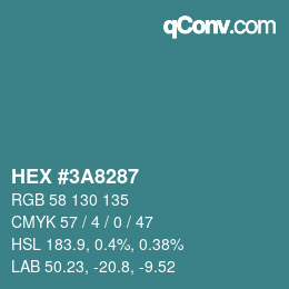 Color code: HEX #3A8287 | qconv.com