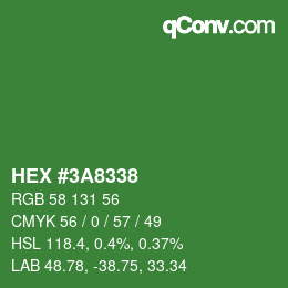 Color code: HEX #3A8338 | qconv.com