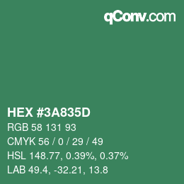 Color code: HEX #3A835D | qconv.com