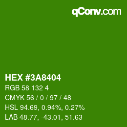 Color code: HEX #3A8404 | qconv.com