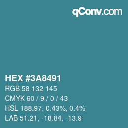 Color code: HEX #3A8491 | qconv.com