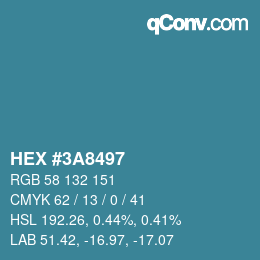 颜色代码: HEX #3A8497 | qconv.com