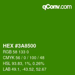 Color code: HEX #3A8500 | qconv.com