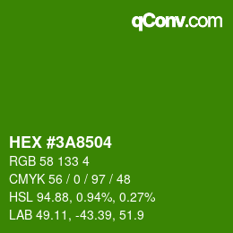 Color code: HEX #3A8504 | qconv.com