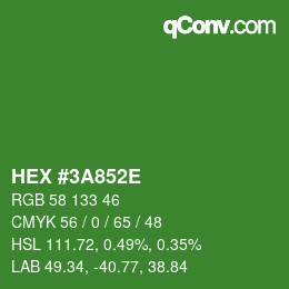 Color code: HEX #3A852E | qconv.com