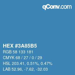 カラーコード: HEX #3A85B5 | qconv.com