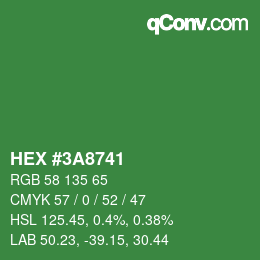 Color code: HEX #3A8741 | qconv.com