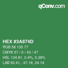 Color code: HEX #3A874D | qconv.com
