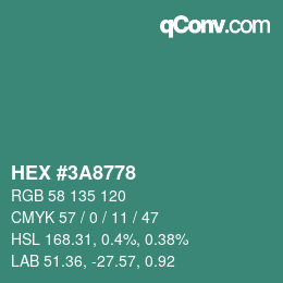 Color code: HEX #3A8778 | qconv.com