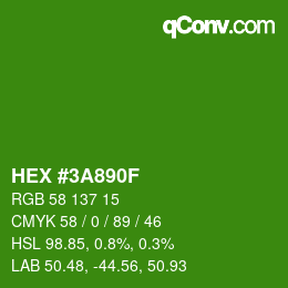 Color code: HEX #3A890F | qconv.com
