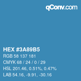 カラーコード: HEX #3A89B5 | qconv.com