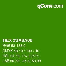 Color code: HEX #3A8A00 | qconv.com