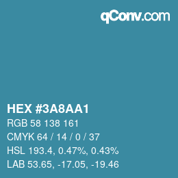 Color code: HEX #3A8AA1 | qconv.com