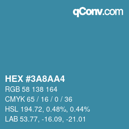 Color code: HEX #3A8AA4 | qconv.com