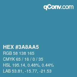 Color code: HEX #3A8AA5 | qconv.com