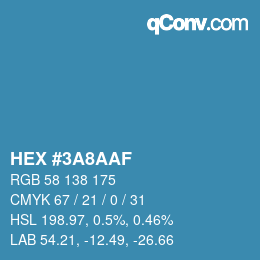 Color code: HEX #3A8AAF | qconv.com