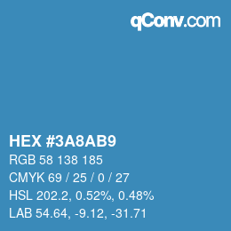 カラーコード: HEX #3A8AB9 | qconv.com