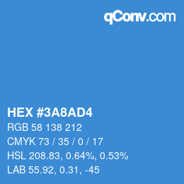 Color code: HEX #3A8AD4 | qconv.com