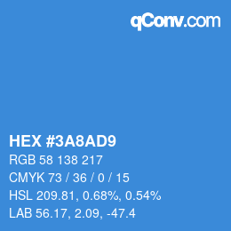 Color code: HEX #3A8AD9 | qconv.com