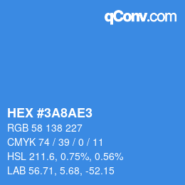 Color code: HEX #3A8AE3 | qconv.com