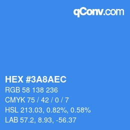 カラーコード: HEX #3A8AEC | qconv.com