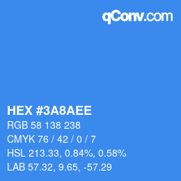Color code: HEX #3A8AEE | qconv.com