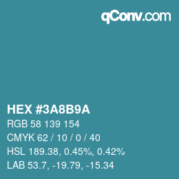 Color code: HEX #3A8B9A | qconv.com