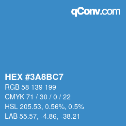 Color code: HEX #3A8BC7 | qconv.com