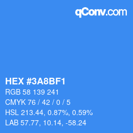 Color code: HEX #3A8BF1 | qconv.com