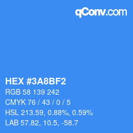 Color code: HEX #3A8BF2 | qconv.com