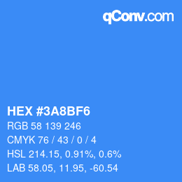 Color code: HEX #3A8BF6 | qconv.com