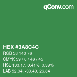 Farbcode: HEX #3A8C4C | qconv.com